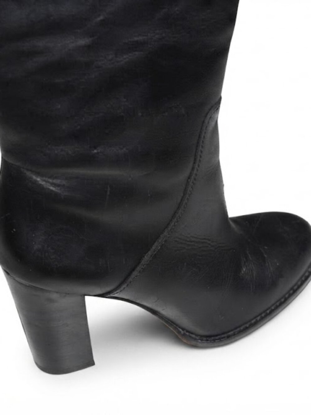 Sam Edelman Black Leather Tall Knee High Heel Boots Wide Calf Size 7.5 - Picture 9 of 9